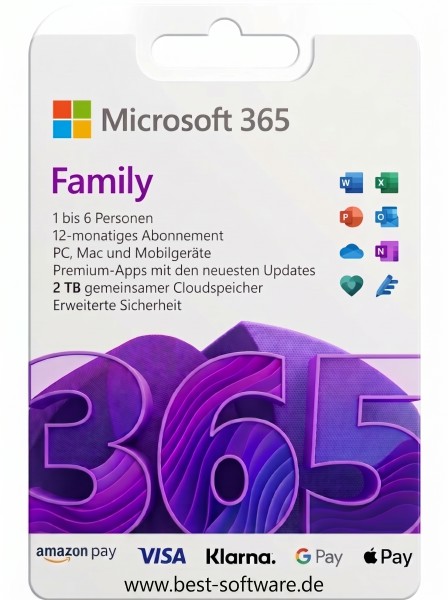 Microsoft Office 365 Family - 6 Nutzer - Windows/ Mac/ Mobilgeräte